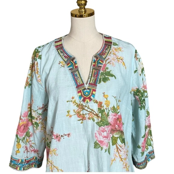 SOFT SURROUNDINGS Women’s Merielle Floral Embroidered Coastal Boho Tunic Size L - Picture 5 of 8